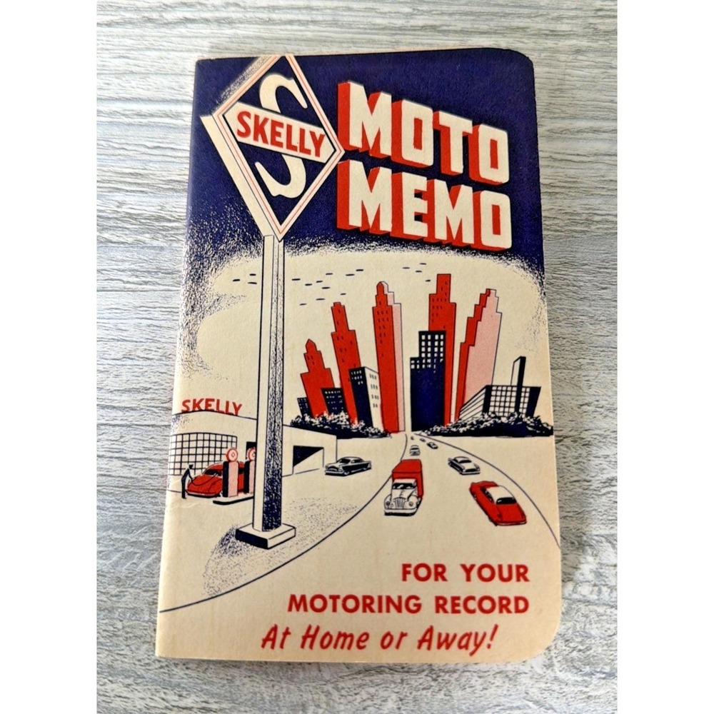 Vtg 50's Skelly Oil Moto Memo Service Record Book Care For Your Car Advertising